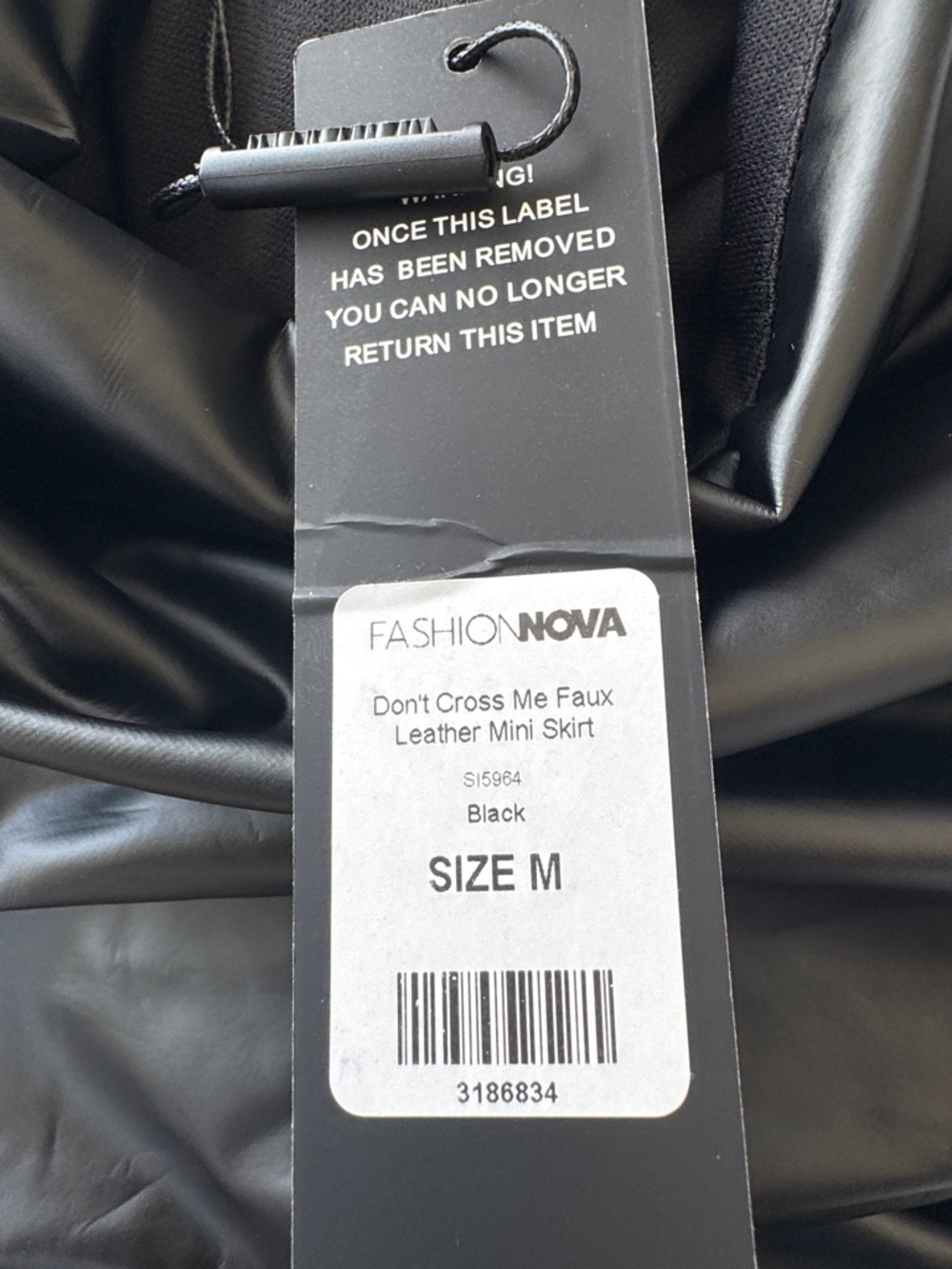 Fashion Nova Black Faux Leather Ruched Mini Skirt - Picture 5 of 5